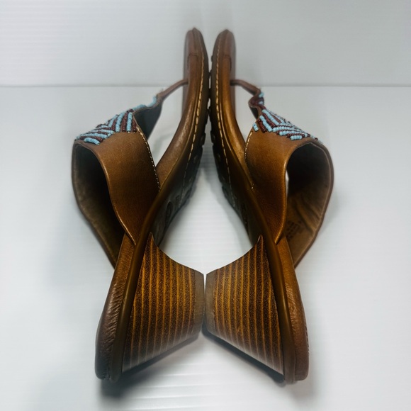 Sofft Women's Brown Beaded Leather Sandals Size 11 - Picture 10 of 13